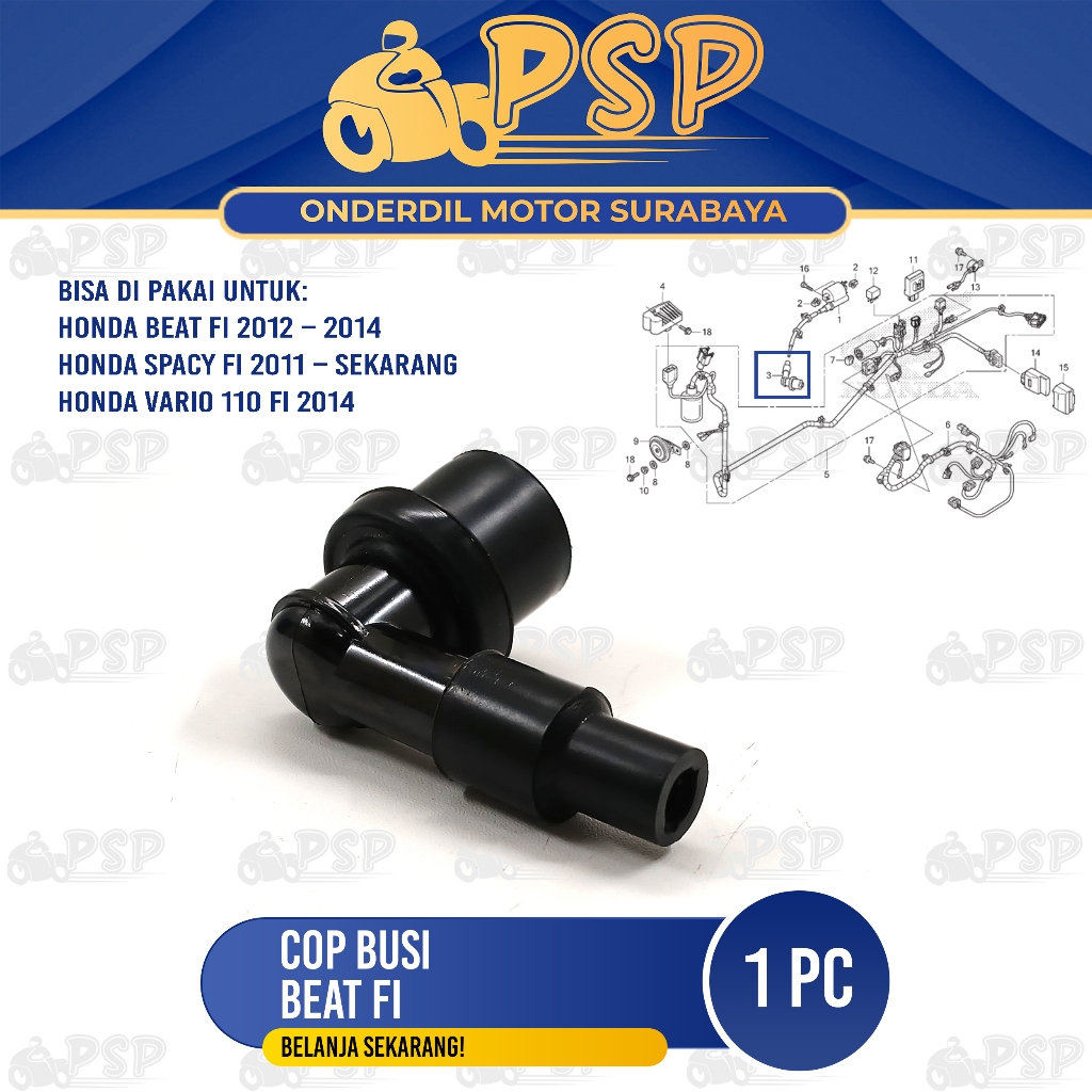 Cop Busi Beat FI - Cangklong Tutup Kop Kepala Busi Honda Scoopy FI Spacy FI Vario 110 FI