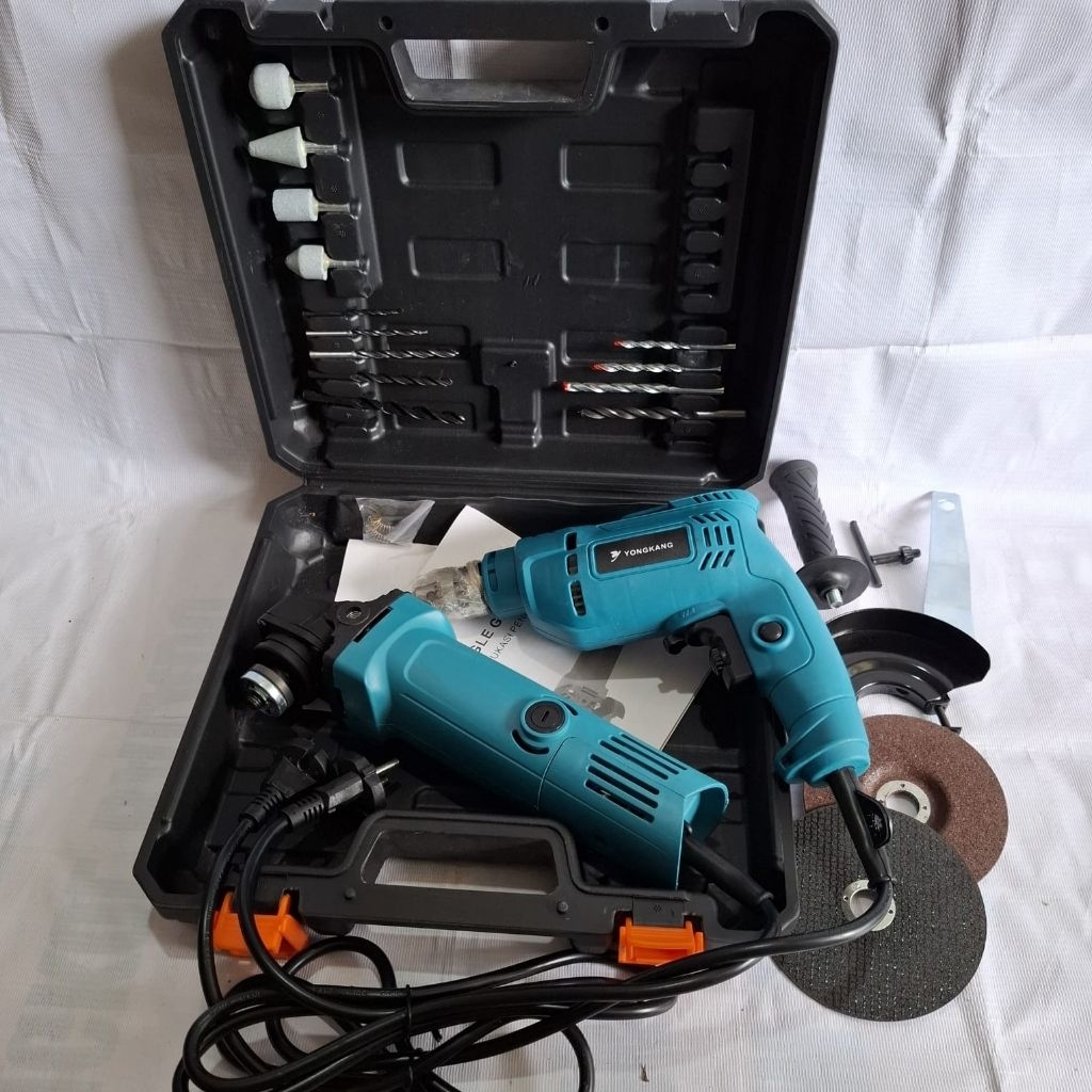 BOR DAN GERINDA SET KOPER LENGKAP YONGKANG SX28 BOR LISTRIK GERINDA LISTRIK