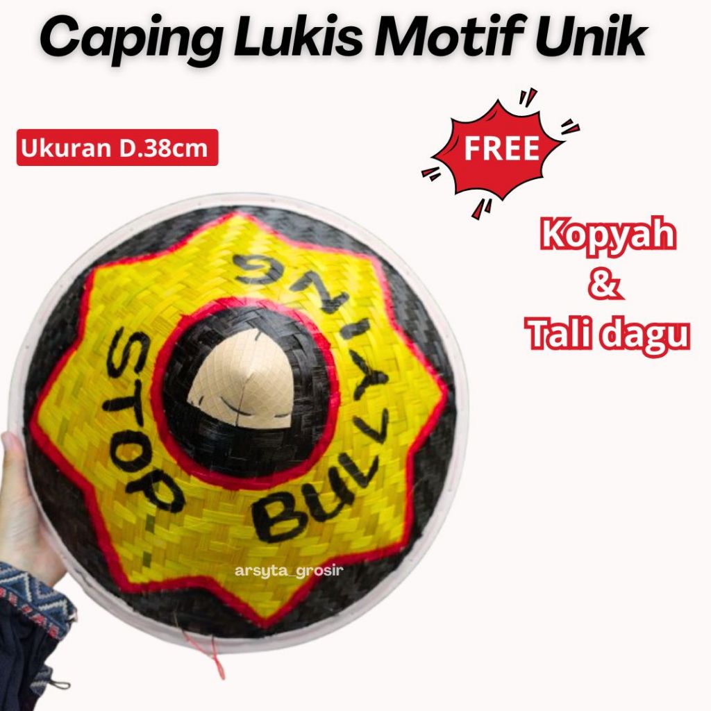 Caping Topi Petani  / Tudung Lukis / Caping Tani Lukis Motif Custom
