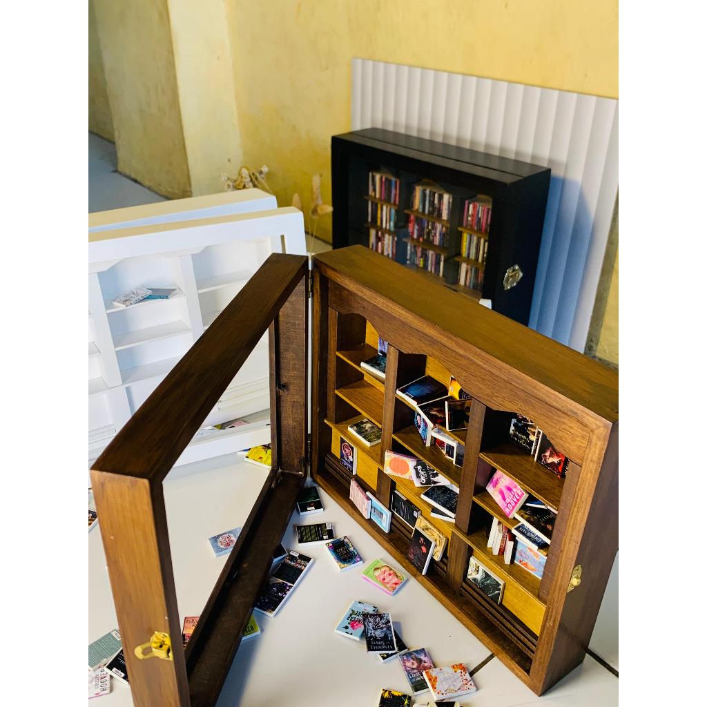 HandMade Anxiety Bookshelf miniature [ BROWN ] / Lemari Mini / mini books