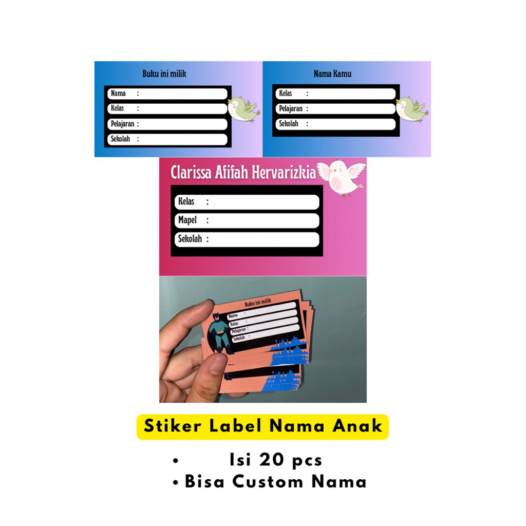 

Stiker Label Nama Buku Custom (isi 20pcs)