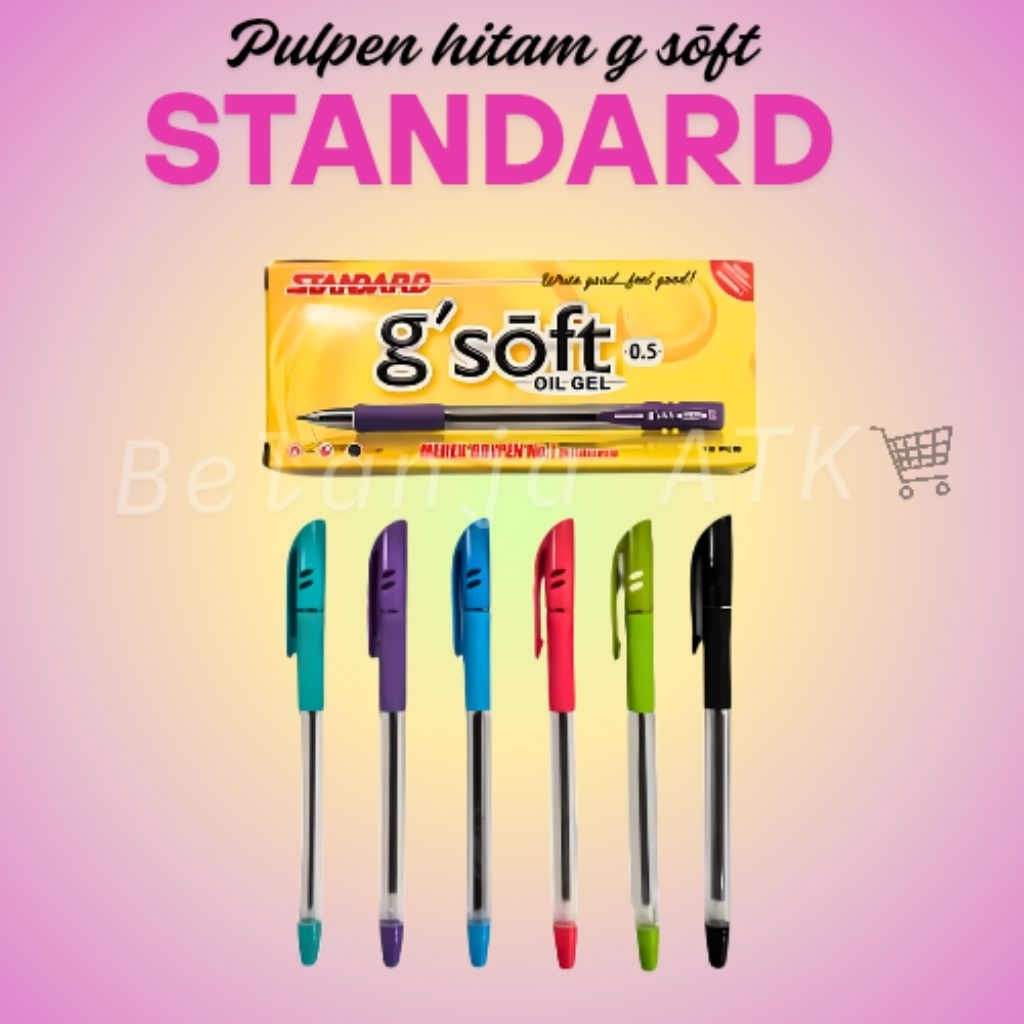 

[per pak] alat tulis pulpen g soft hitam 12 pcs