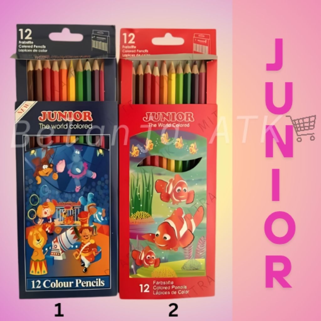 

[ lusin] Pensil warna Gambar Junior panjang isi 12 pak pensil warna
