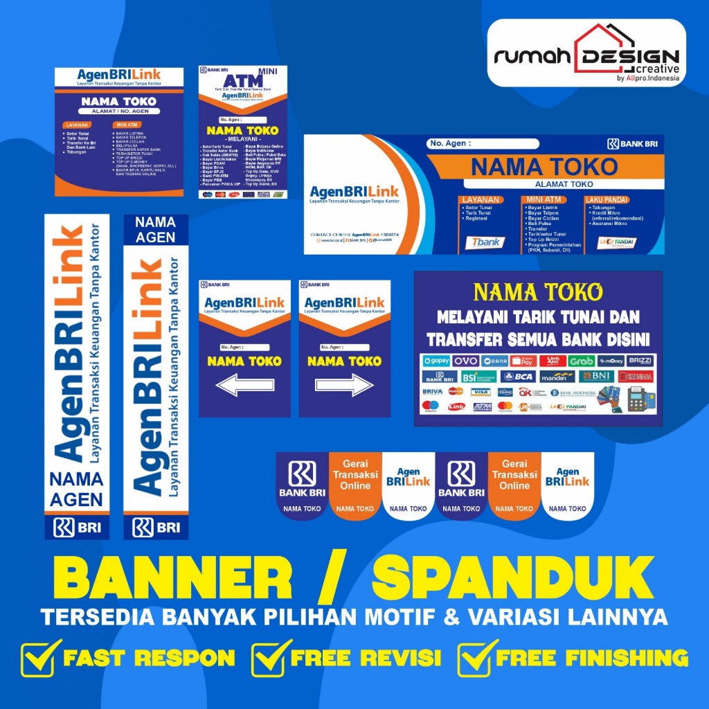 Spanduk/Banner/Baliho Agen BRI Link Custom Nama Flexy 280gsm
