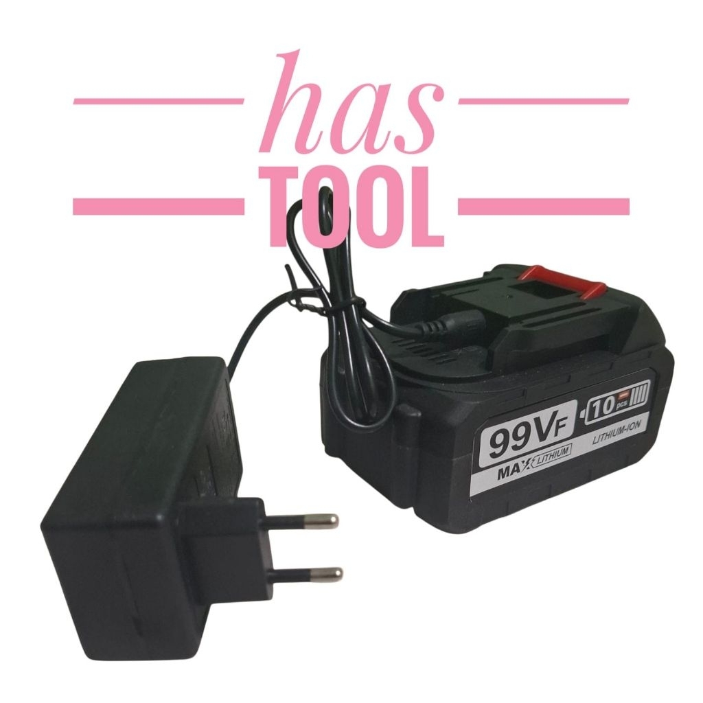 CHARGER IMPACT WRENCH + BATERAI IMPACT WRENCH CORDLESS APR 99VF BATRE BOR IMPACT GERINDA APR 99VF 10