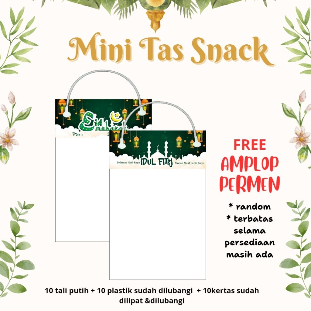 

[KECIL] 10 TAS PLASTIK SNACK THR UNIK EDISI LEBARAN Muslim