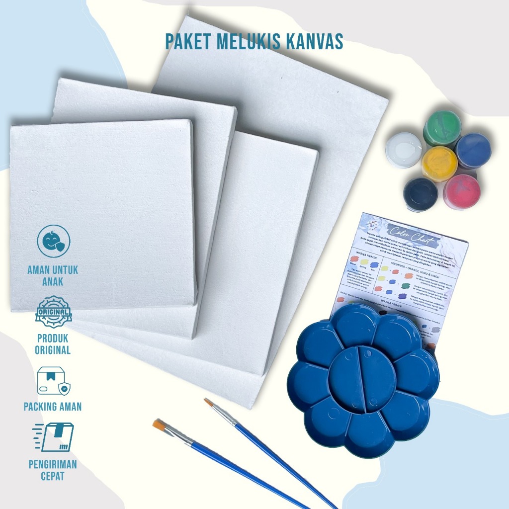 

Paket Alat Lukis Lengkap 1 Set Peralatan Melukis Cat Akrilik Kuas Pallet Panduan Mixing Color Chart