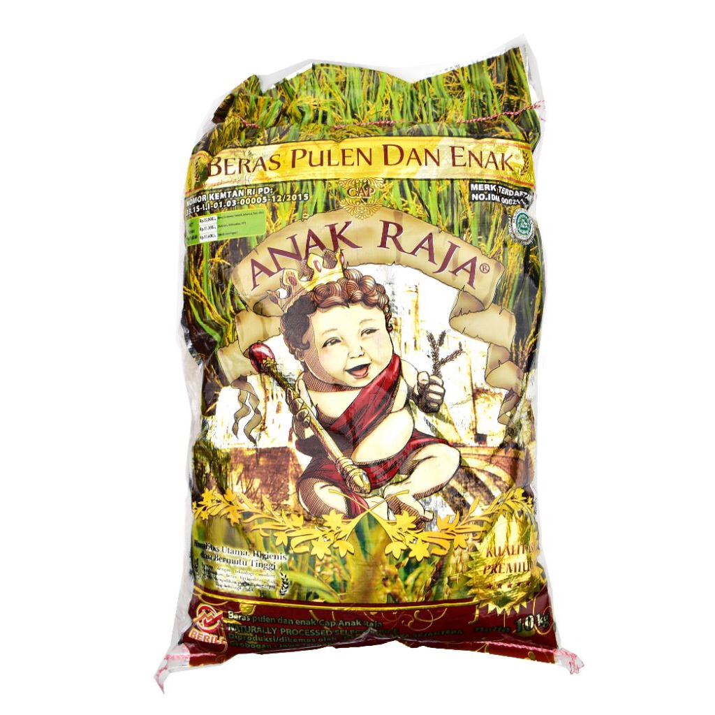 

Beras premium anak raja ukuran 5 kg/ Anak Raja beras pulen 5 kg premium/anak raja pulen premium 5 kg