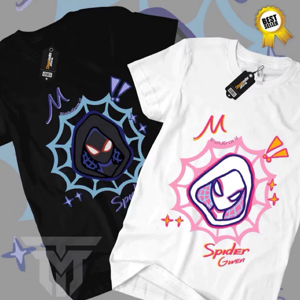 CUCI GUDANG Kaos Couple Spider Gwen & Miles Z3 ANAK ANAK 3-14 tahun Couple Spiderman Tshirt Couple