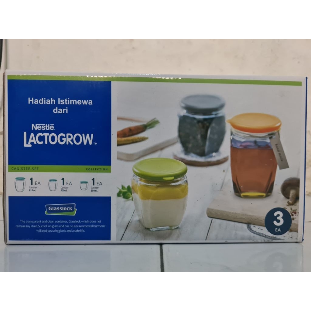 TOPLES LACTOGROW/ GLASSLOCK CANISTER SET COLLECTION 3EA