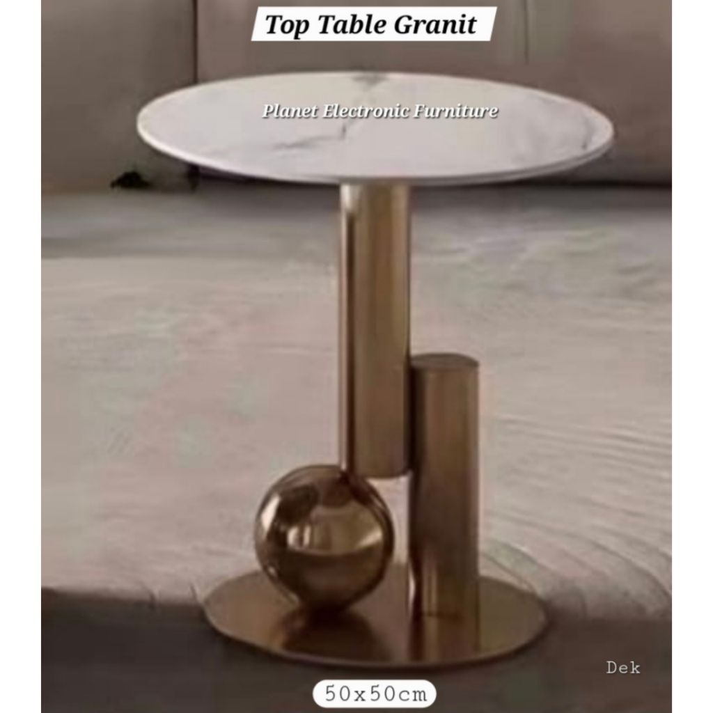 Meja sudut Granit kaki besi Stainless Gold Meja Hias Meja Pajangan Meja Etalase