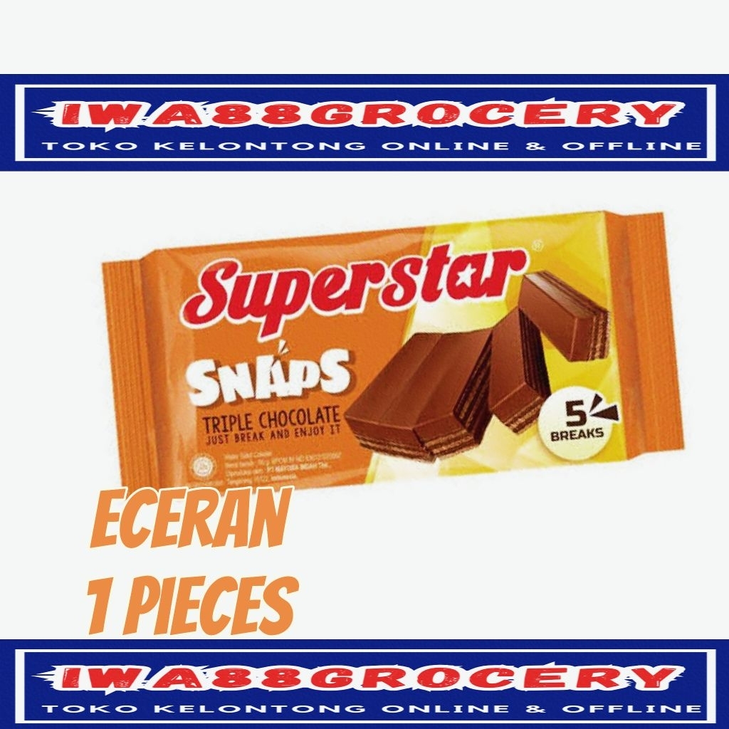 

Superstar snaps triple chocolate 28gr eceran 1 pieces