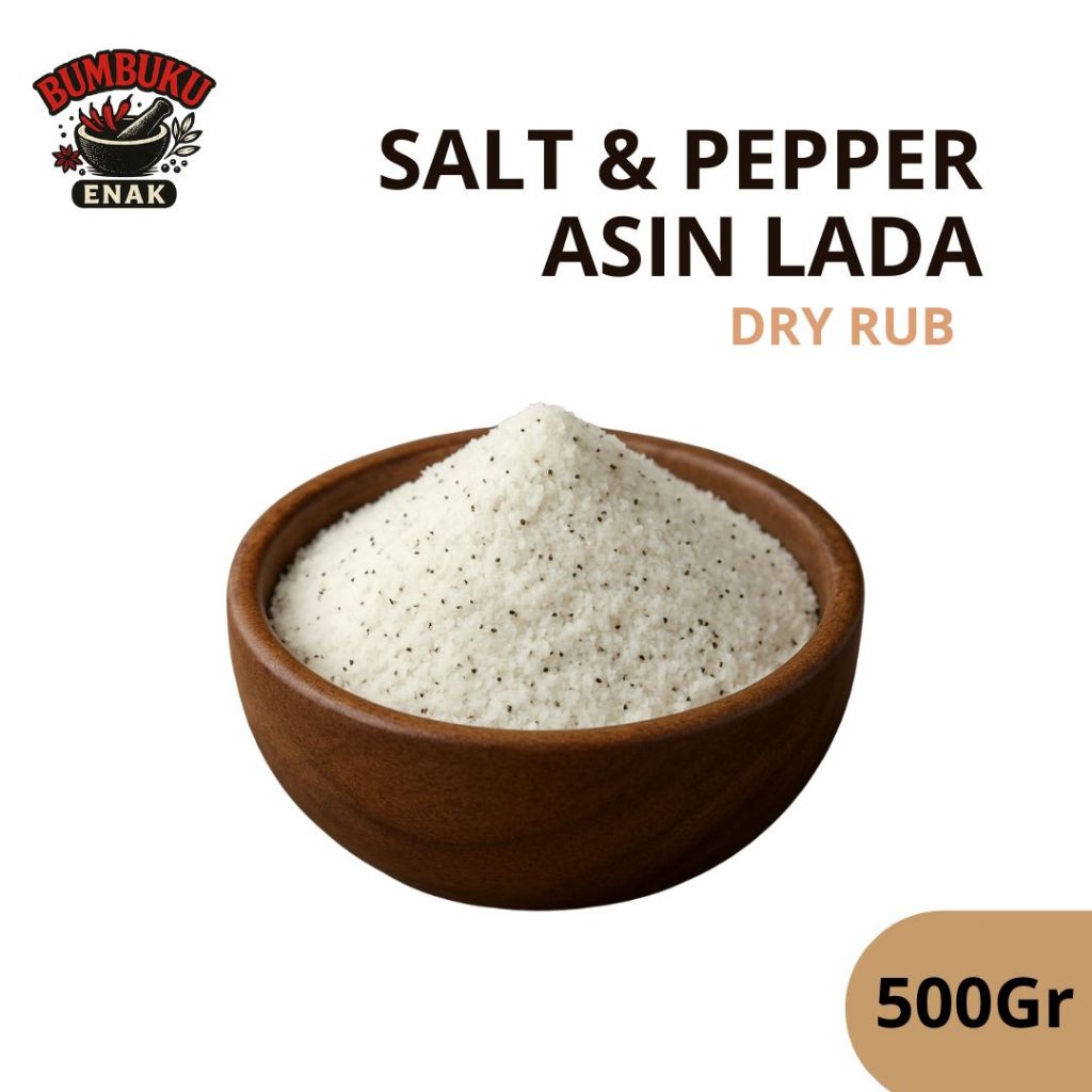 

Bumbu Tabur Salt & Pepper Non MSG 500GR (DRY RUB) – Rasa Asin Lada Gurih Sehat, Cocok untuk Camilan & Masakan F&B