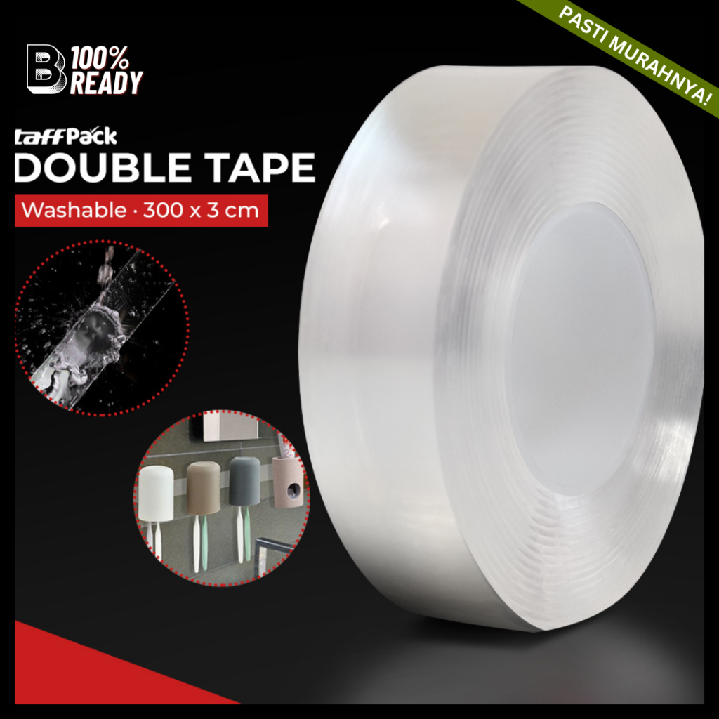 

Double Tape Transparent / Solasi Double Side Tape / Double Tape 300x3cm / Perekat Tahan Air