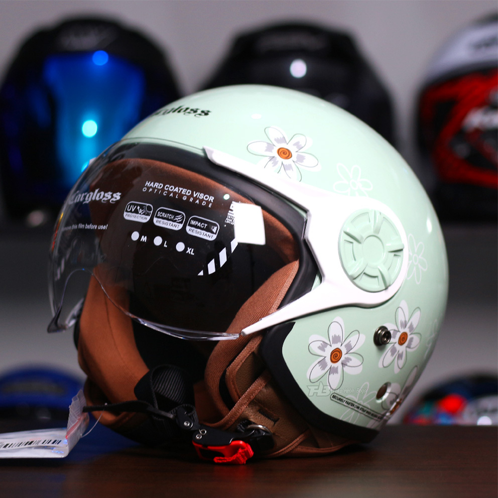 CARGLOSS HELM HIJAB YRH | FLOWER SAGE GREEN | HELM RETRO HIJAB MOTIF | HELM CARGLOSS ORIGINAL