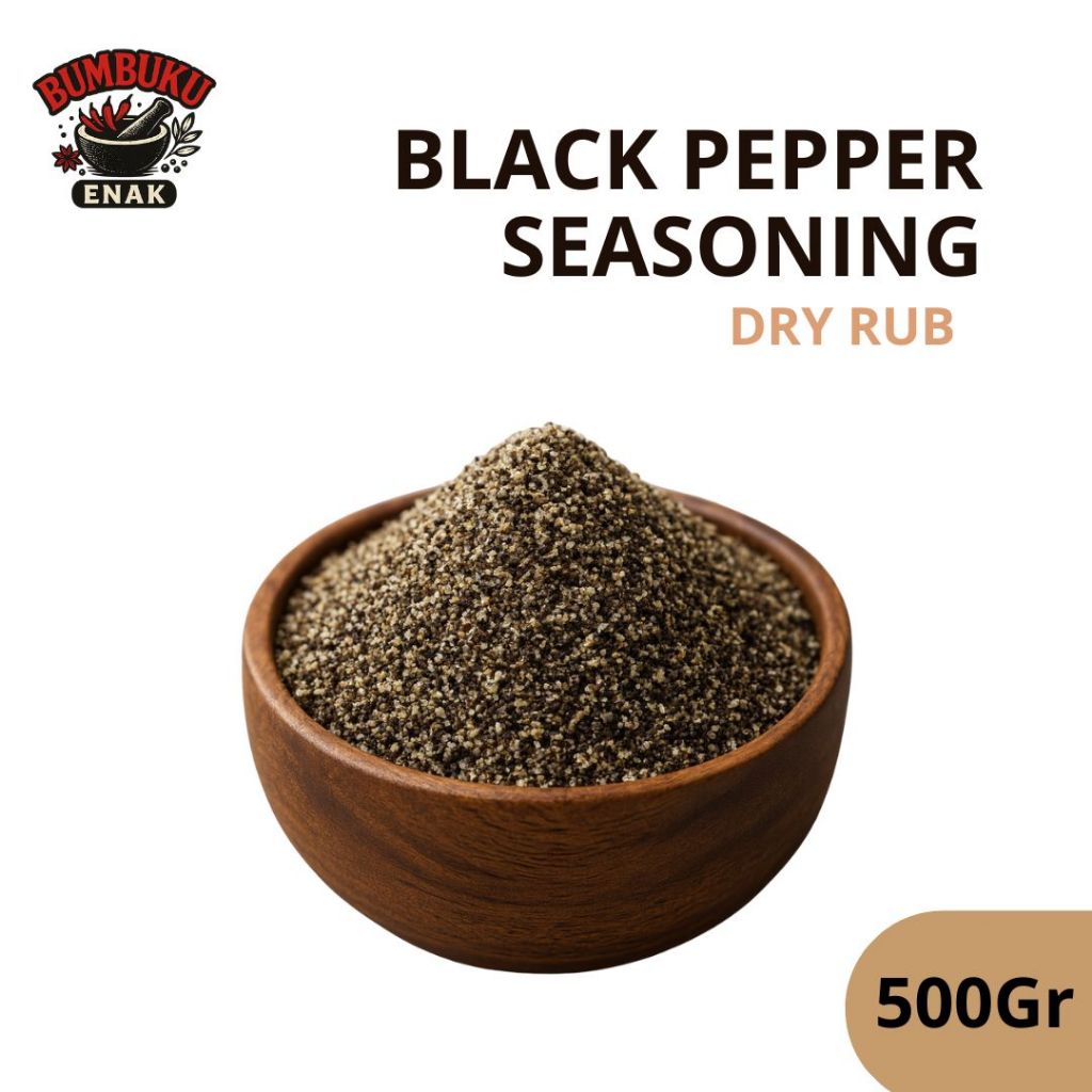 

Black Pepper Seasoning Non MSG 500GR (DRY RUB) – Bumbu Tabur Lada Hitam Tanpa Penyedap, Cocok untuk Camilan & Masakan F&B