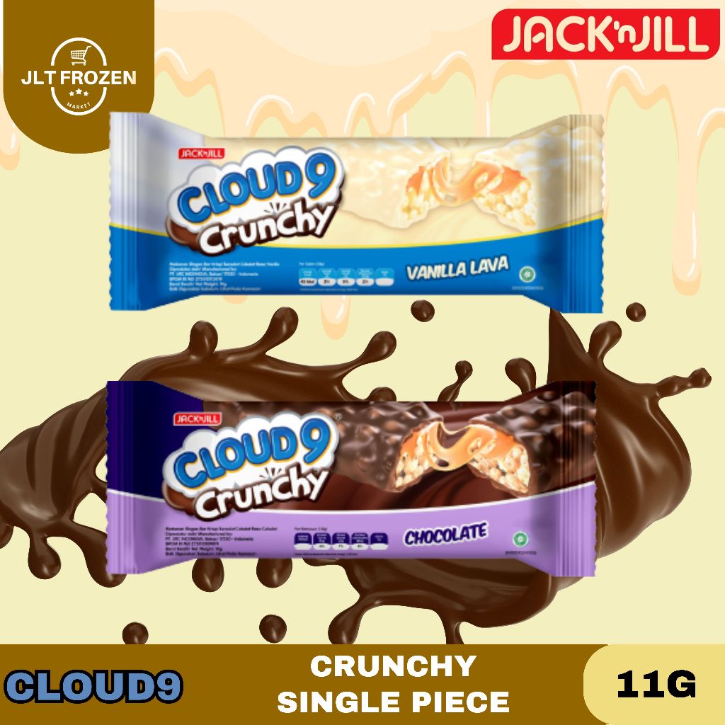 

Cloud 9 Crunchy Wafer / Rice Crispy Caramel Vaanilla Lava / Coklat Kemasan 11gr