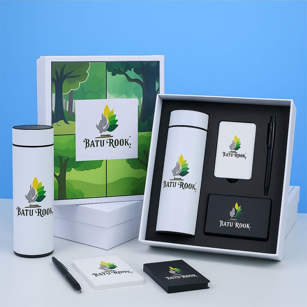 

Giftset Custom Hardbox Fullprint Stiker isian Tumbler Powerbank Dompet RFID dan Bolpoin