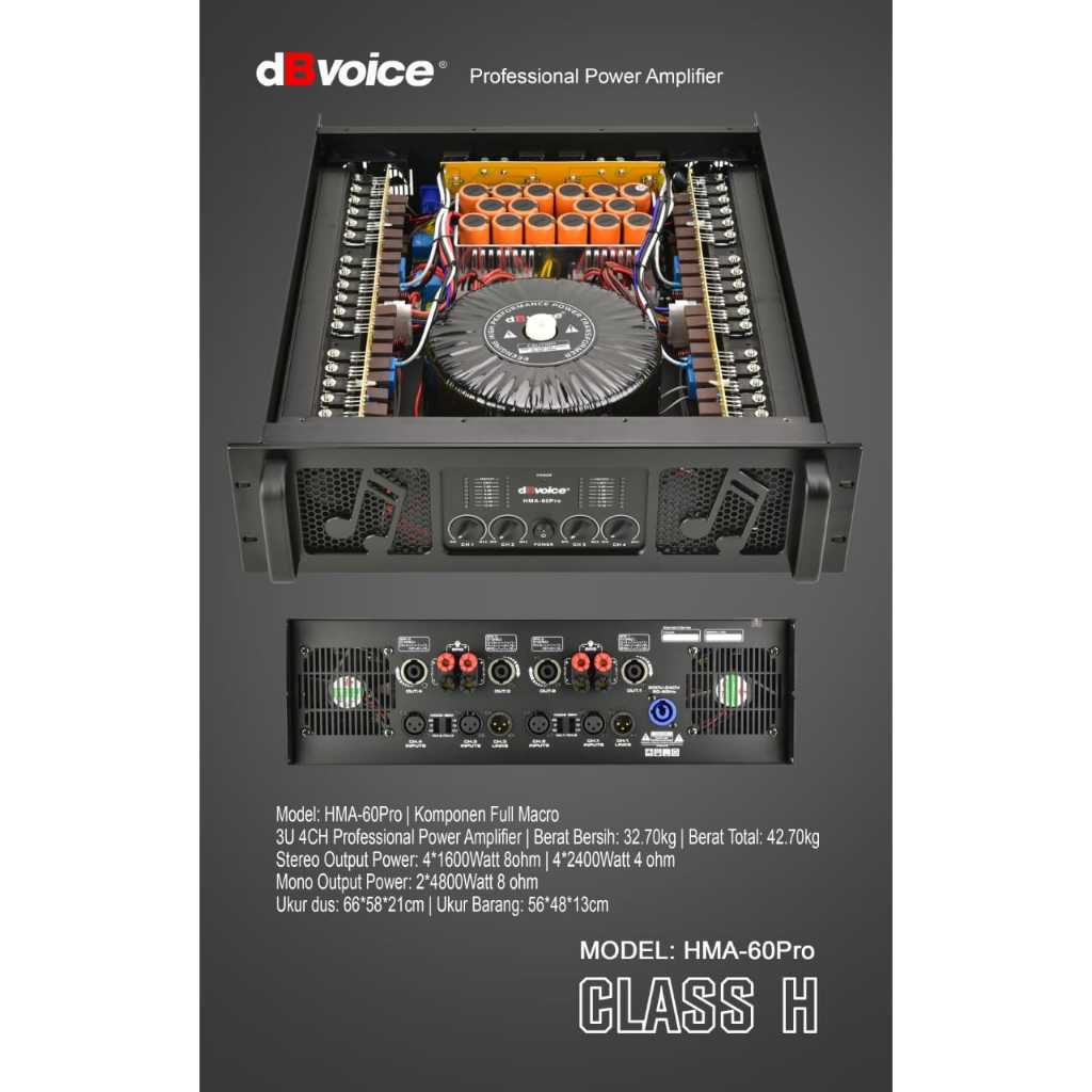 HMA-60PRO POWER AMPLIFIER CLASS H DBVOICE ORIGINAL / POWER AMPLIFIER CLASS H