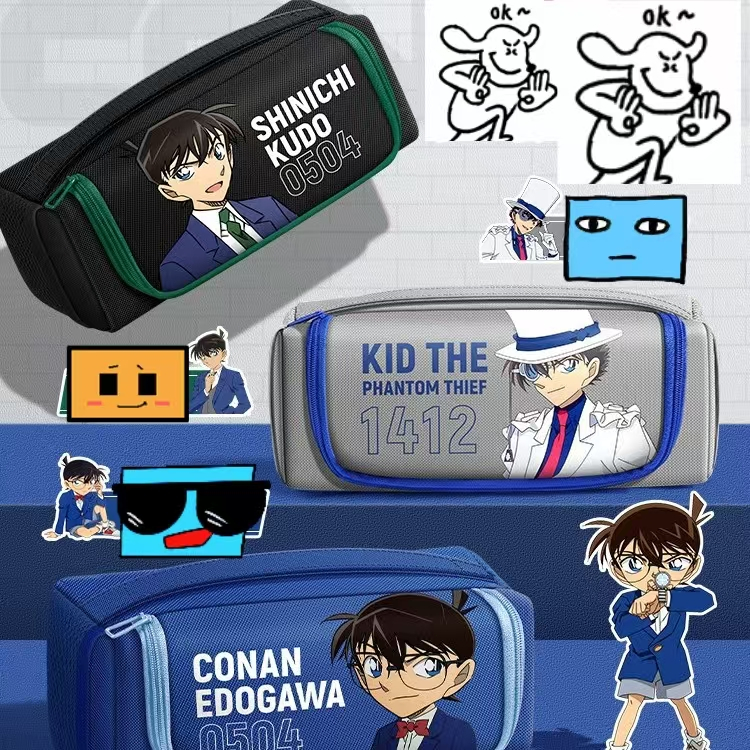 

Conan Co branded Pencil Bag Animation anime Student Multi functional Large Capacity Pencil Box
