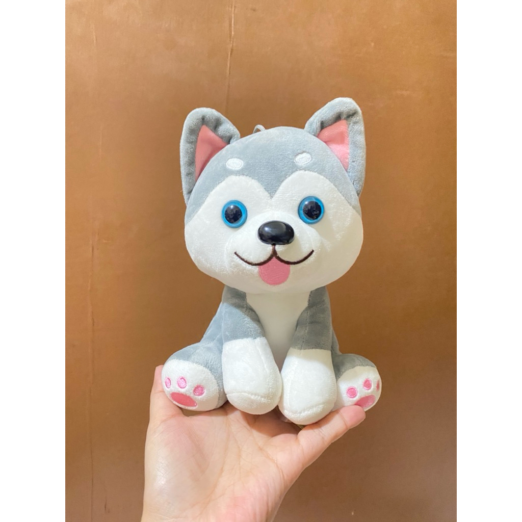 Boneka Karakter Anjing Husky size 18cm / Boneka Husky / Boneka Siberian Husky / Boneka Anjing