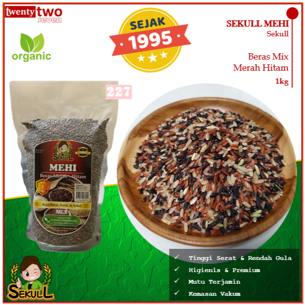 

[SPECIAL PROMO LIVE] Sekull Mehi Beras Sehat Mix Merah Hitam 1kg Organik Kementan Sejak 1995