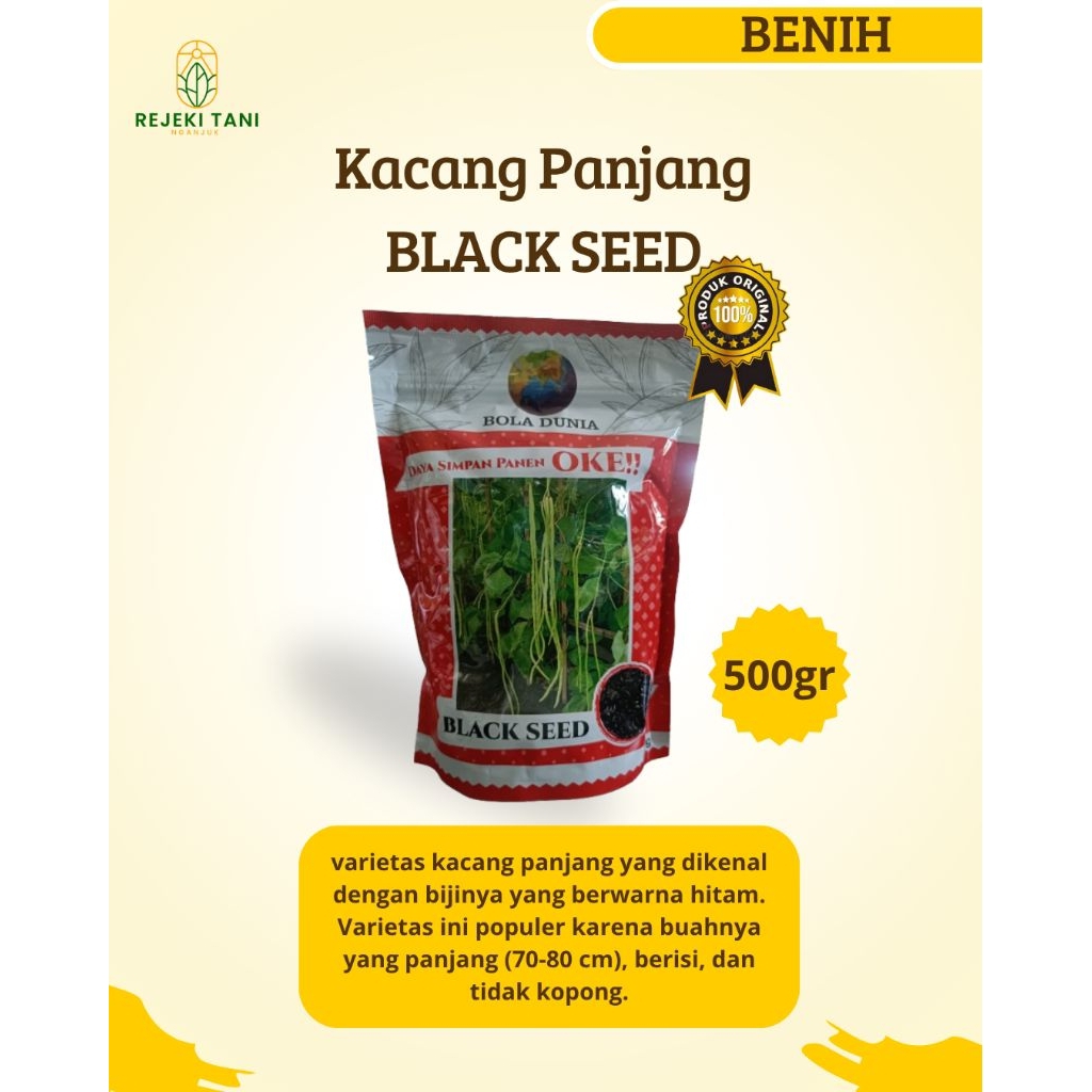 Benih Kacang Panjang Bola Dunia Black Seed-500gr|Benih Berkualitas tinggi Original 100%