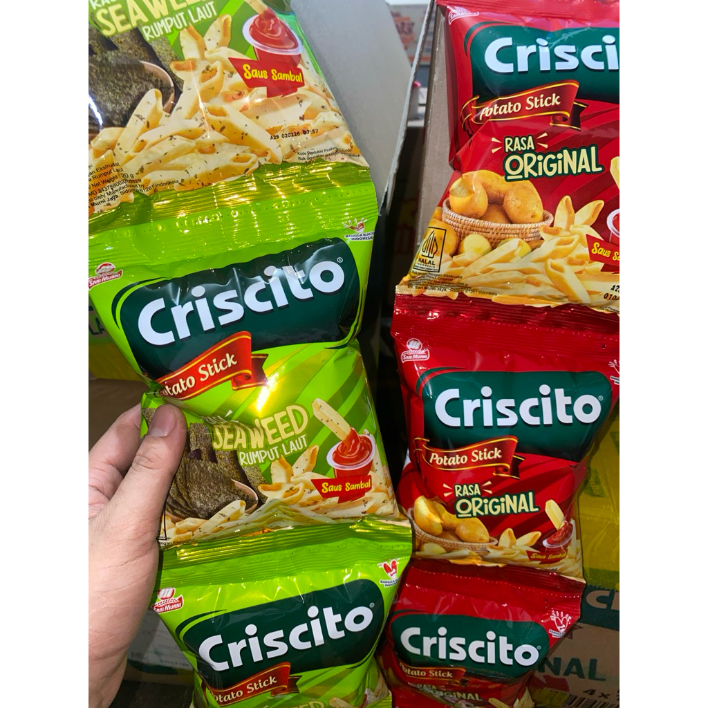 

Chiki Criscito Potato Stick – Kentang Renyah 10 pcs x 20gr per Renceng | Snack Gurih Anak & Dewasa