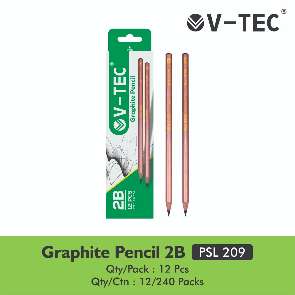 

V-TEC Graphite Pencil 2B PSL-209 Isi 12PCS