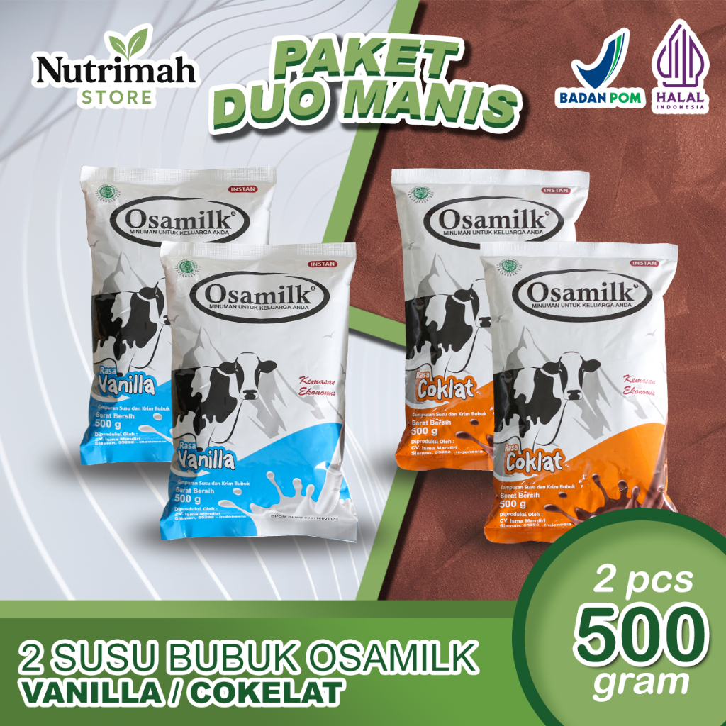 

Paket Si Duo Manis Osamilk 500gr x2 Vanilla dan Coklat– Susu Penambah Berat Badan