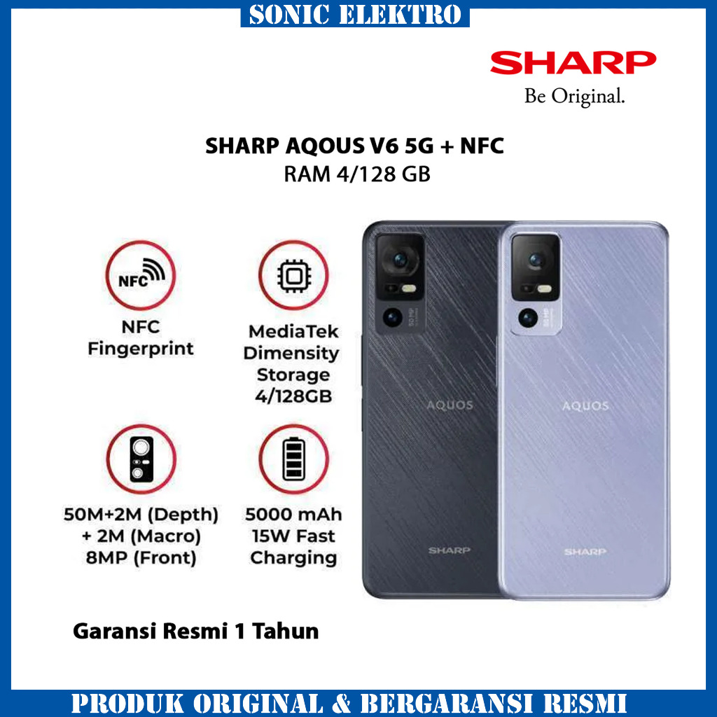 HP SHARP SHARP V6 5G + NFC RAM 4/128 GB Garansi Resmi 1 Tahun