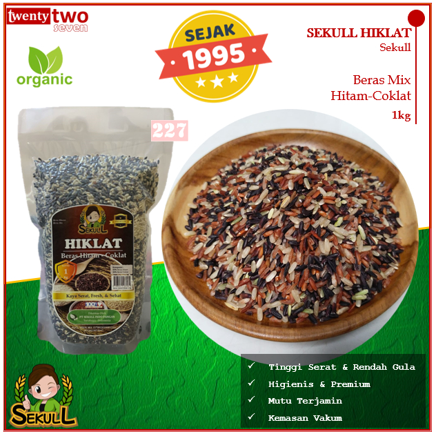 

[SPECIAL PROMO LIVE] Sekull Hiklat Beras Mix Hitam Coklat Sehat hitam 1kg Organik Kementan Sejak 1995