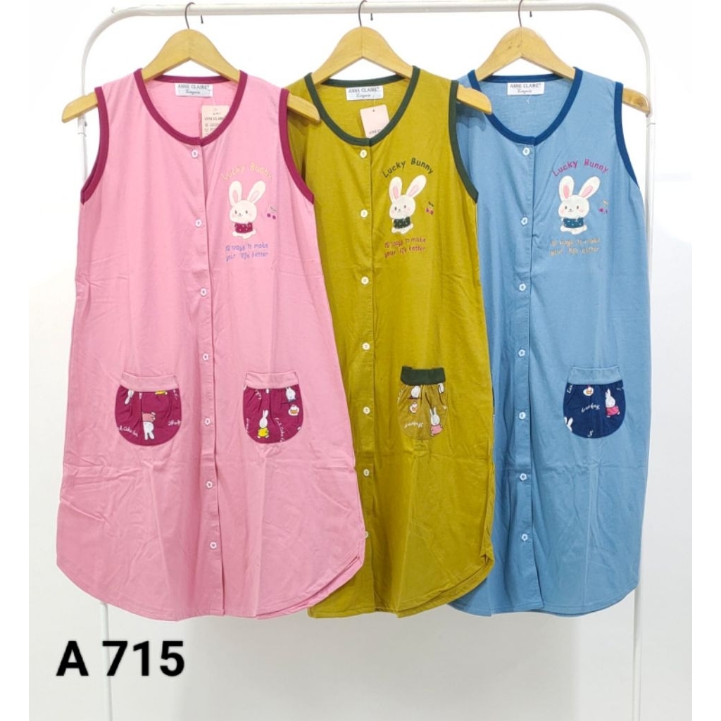 ANNE CLAIRE Allsize Daster Kutungan Kancing Full Kaos Premium