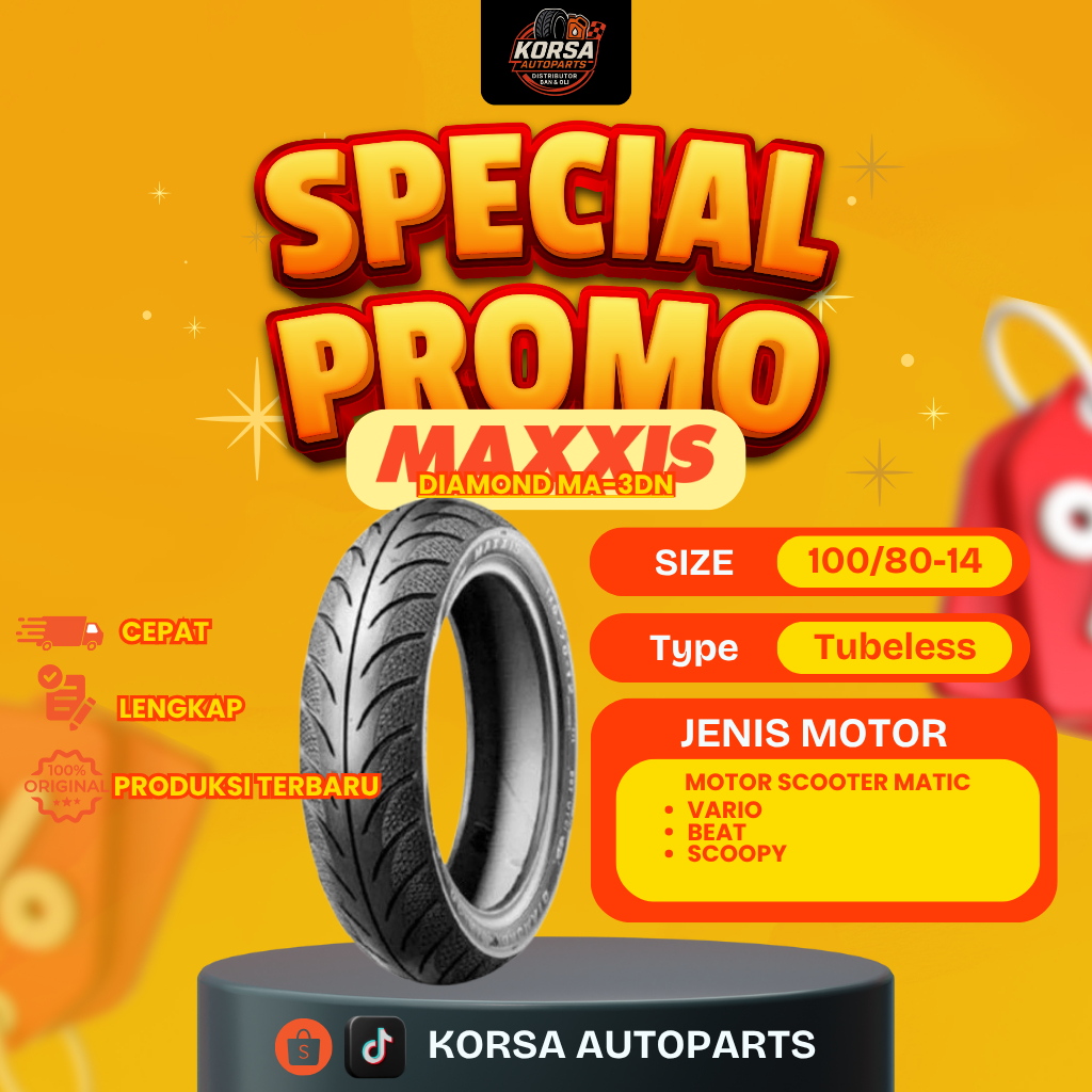 MAXXIS DIAMOND 100/80-14 TUBELESS