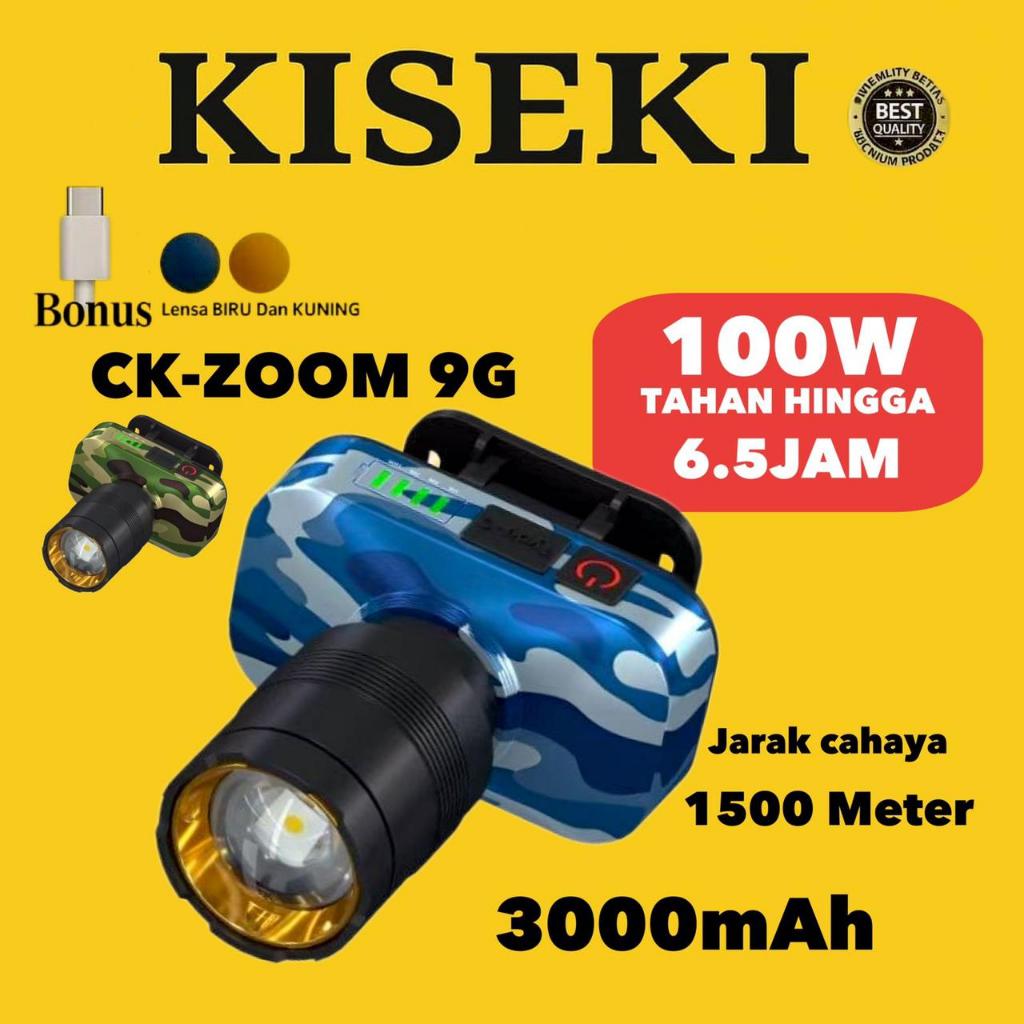 Kiseki New Pro Senter Kepala Zoom CK-ZOOM 4G/6G/9G Senter Kepala Zoom Cahaya Putih Rechargeable