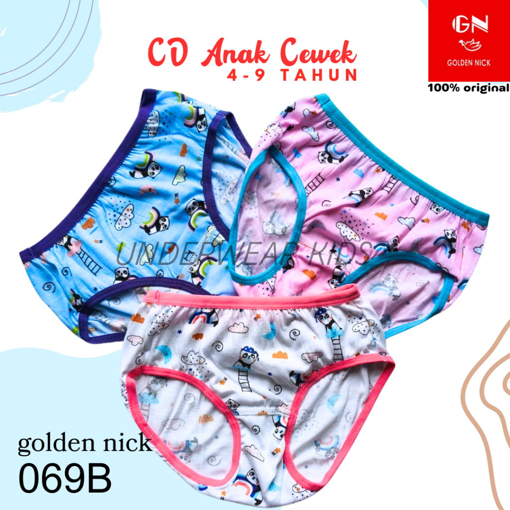12 Pcs CD Anak Cewek Katun | Celana Dalam Anak Perempuan Usia 1-8th Motif CD Anak Cewek Katun Premiu