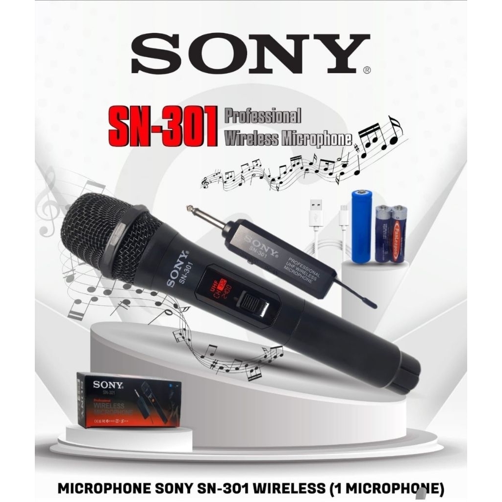 Mic Microphone Mikrofon Wireless SONY SN 301 (1 Mic) SN 302 (2 Mic) Mic Microphone Mikrofon Tanpa Ka