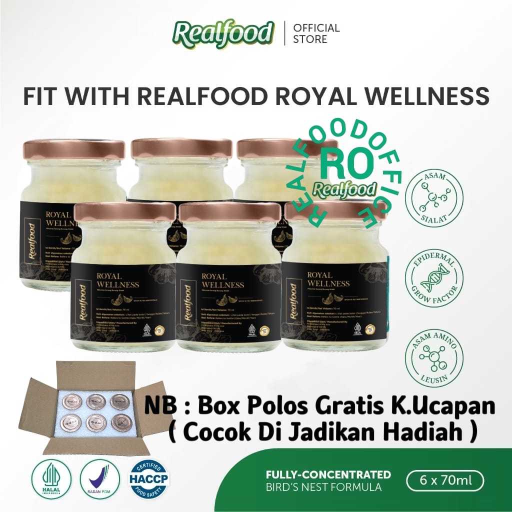 

Realfood Royal Wellness 6 Botol Box Polos ( Minuman Sarang Burung Walet ) RO