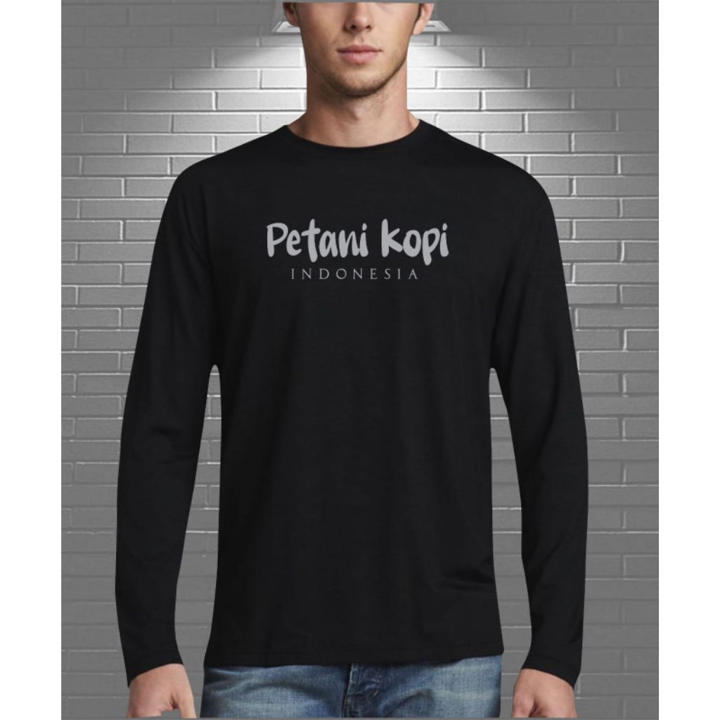 Kaos Petani Kopi Lengan Panjang Sablon Poly Flex/Kaos Lengan Panjang Petani Kopi