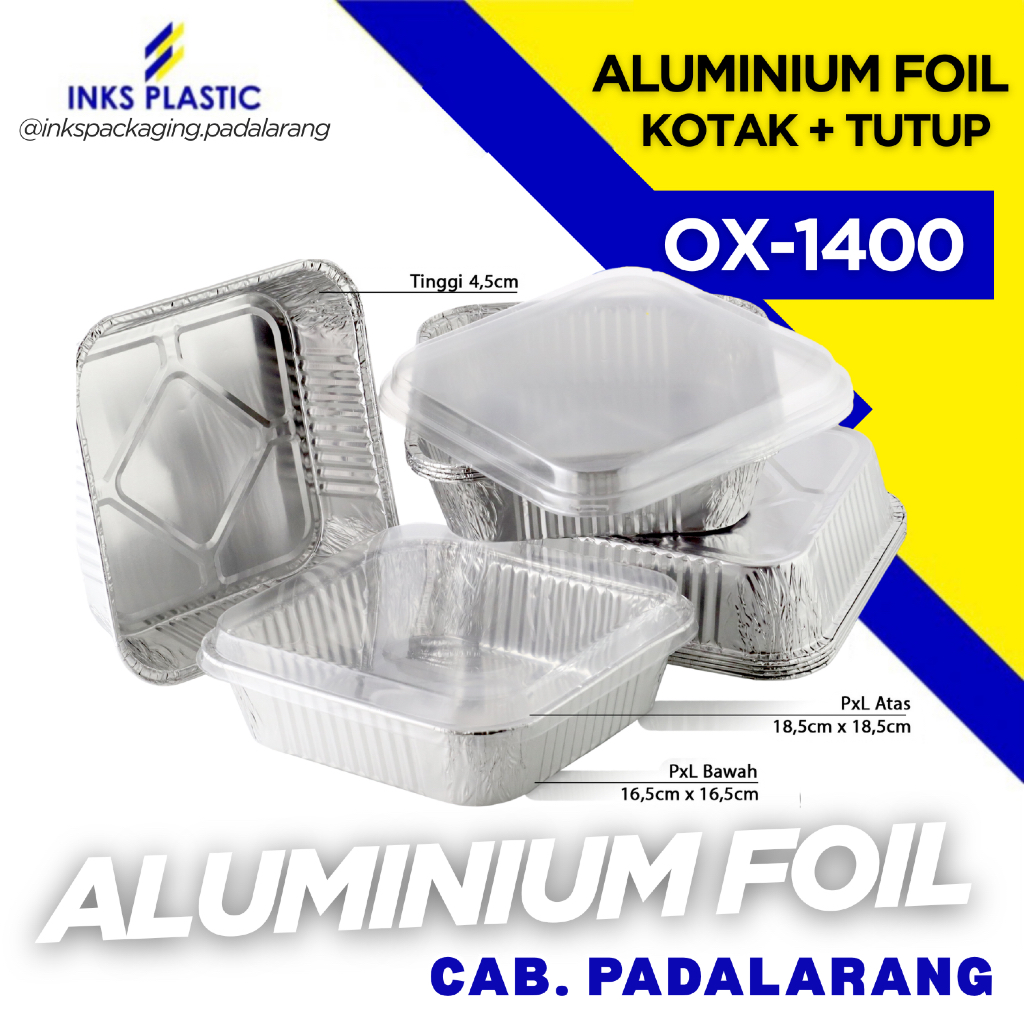ALUMINIUM FOIL KOTAK PLUS TUTUP OX-1400