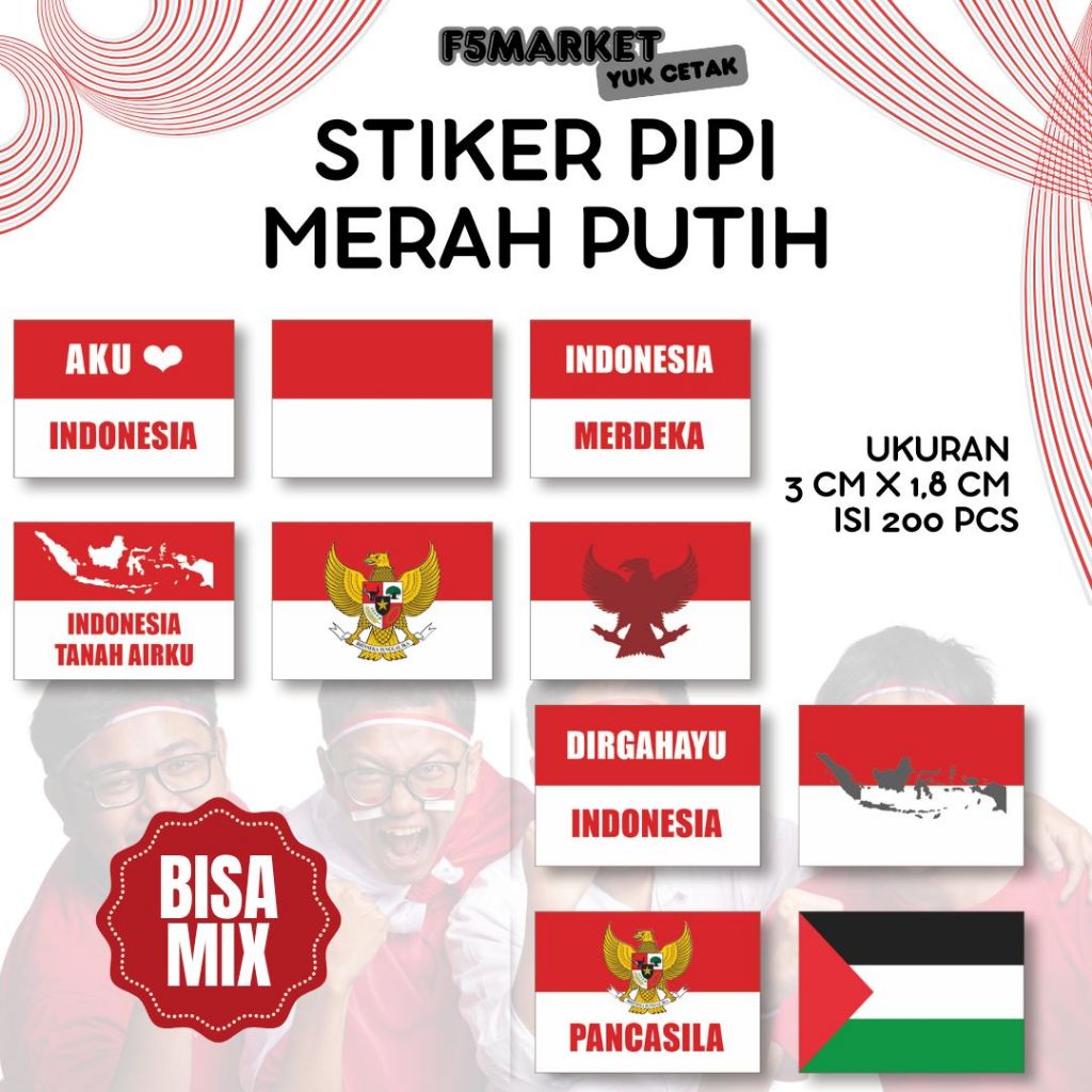 

(Isi 200 Pcs) Stiker Pipi Bendera Merah Putih Chromo l Kemerdekaan HUT Republik Indonesia 17 Agustus I Stiker Pipi murah
