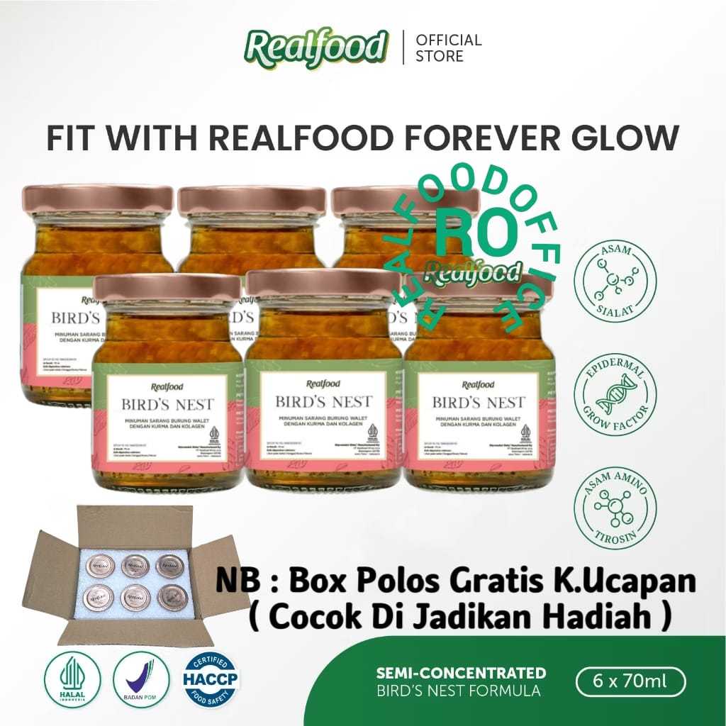 

Realfood Forever Glow Kurma + Kolagen 6 Botol Box Polos ( Minuman Sarang Burung Walet ) RO