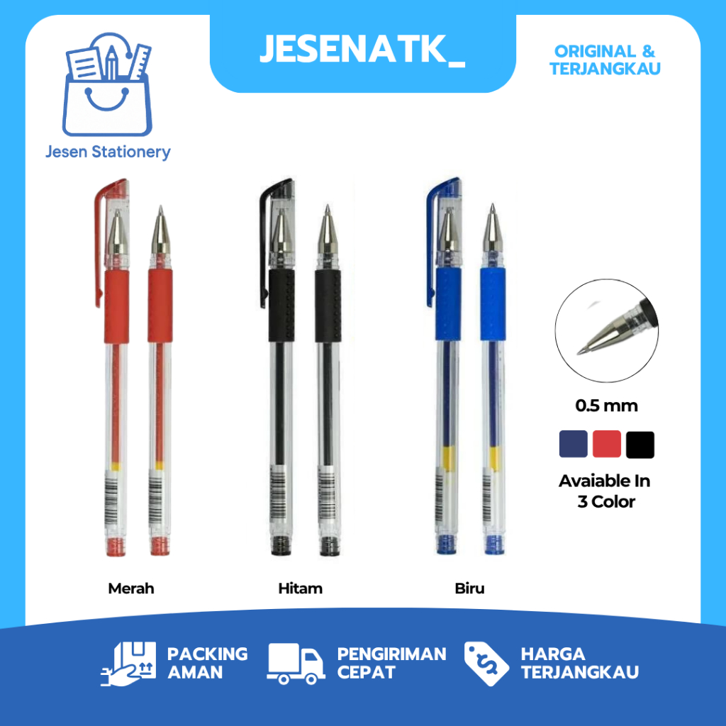 

Joyko JK 100 Gel Pen / Pena Jel Pulpen Tinta Hitam Biru Merah