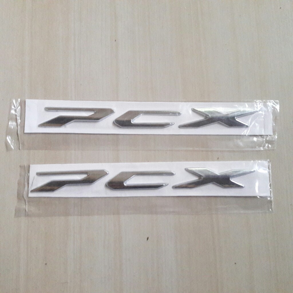 STIKER EMBLEM STRIPING TIMBUL MOTOR HONDA PCX TIMBUL 3D WARNA SILVER SEPASANG KANAN KIRI