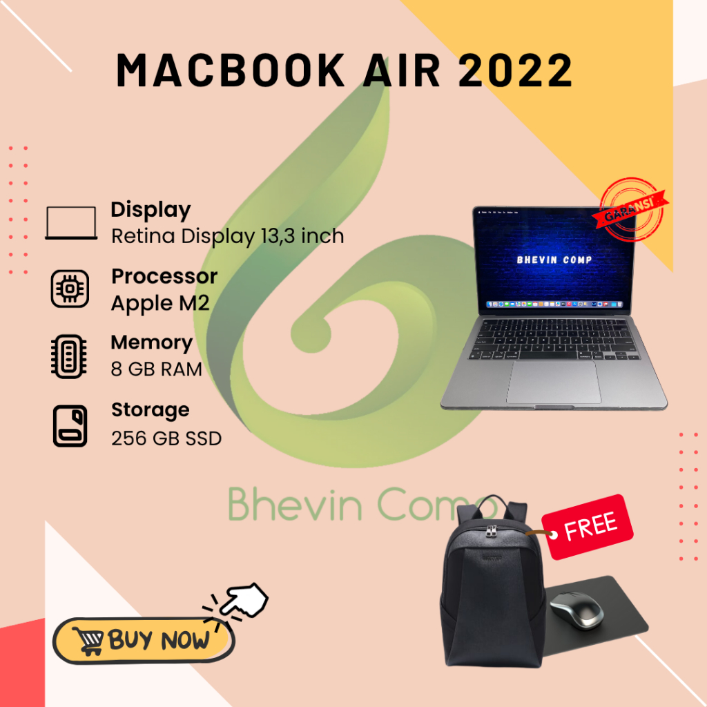 MACBOOK AIR 2022 APPLE M2 RAM 8GB SSD 256GB
