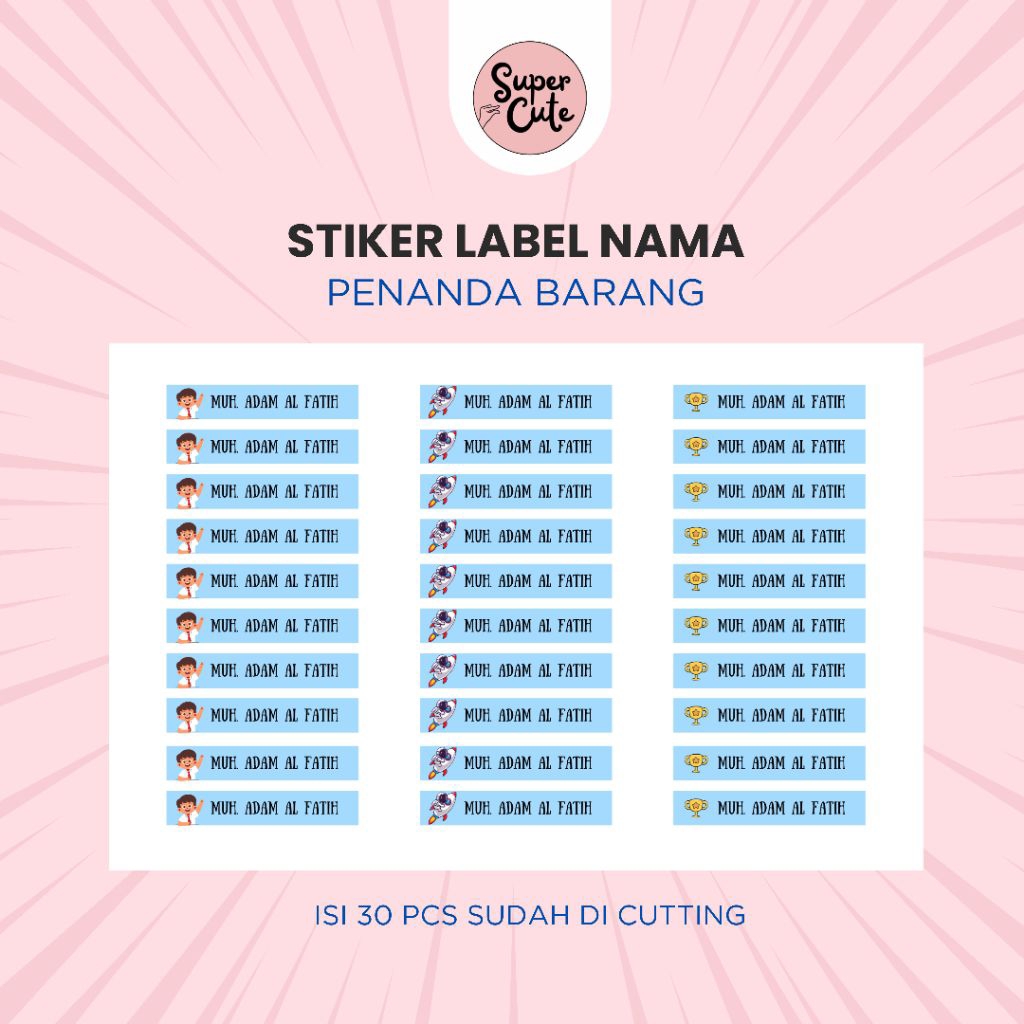 

SuperCute Cetak Label Nama Custom Cocok untuk Hadiah Penanda
