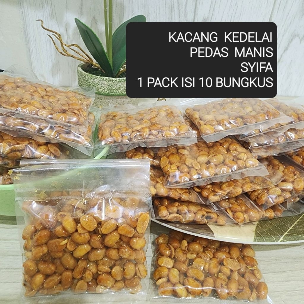 

KACANG KEDELAI PEDAS MANIS SYIFA JAJANAN JADUL GURIH DAN LEZAT 1 PACK ISI 10 BUNGKUS