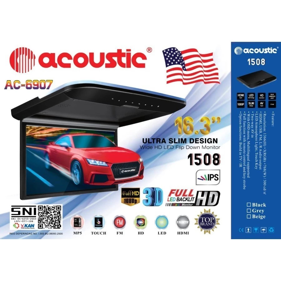TV Roof TV Plafon Mobil Acoustic AC-6907 Ultra Slim Design