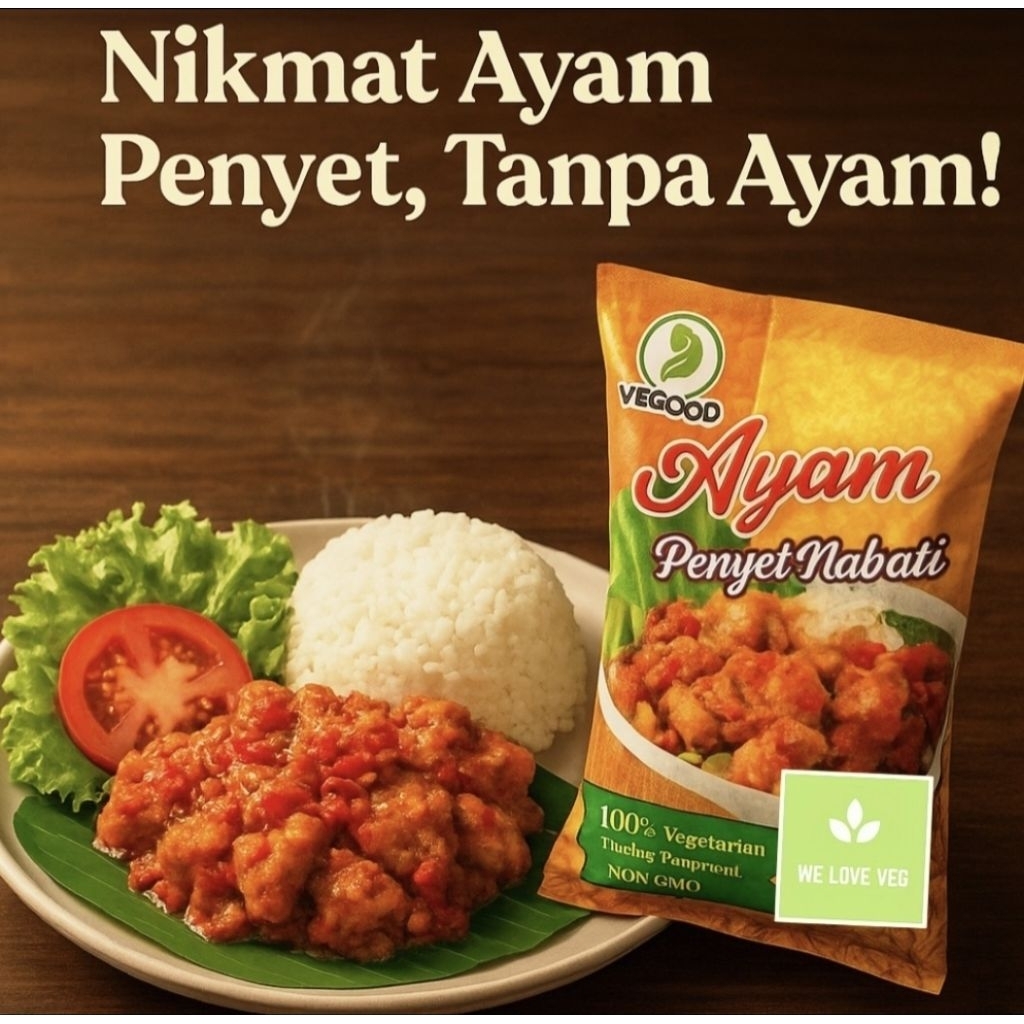 

AYAM PENYET NABATI VEGETARIAN VEGAN VEGOOD KEMASAN 900 gr