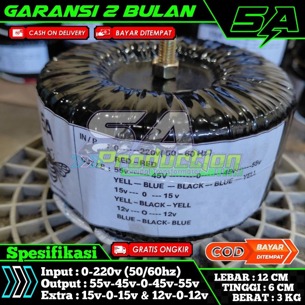 Trafo donat teroid Murni 5A CT 55v 45v